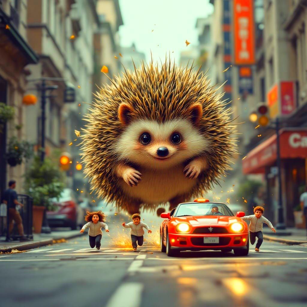 Giant Hedgehog Wreaks Havoc in City Streets