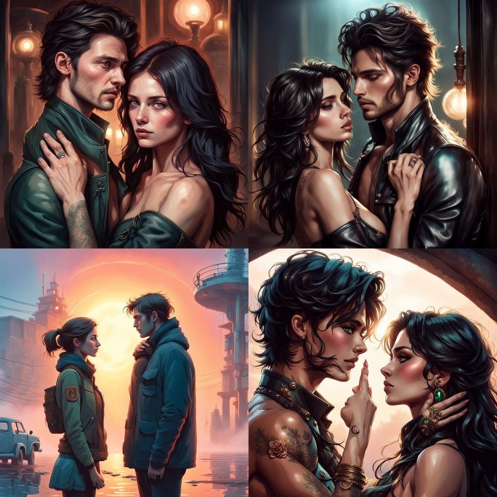 Hyperrealistic Portrait of a Passionate Couple