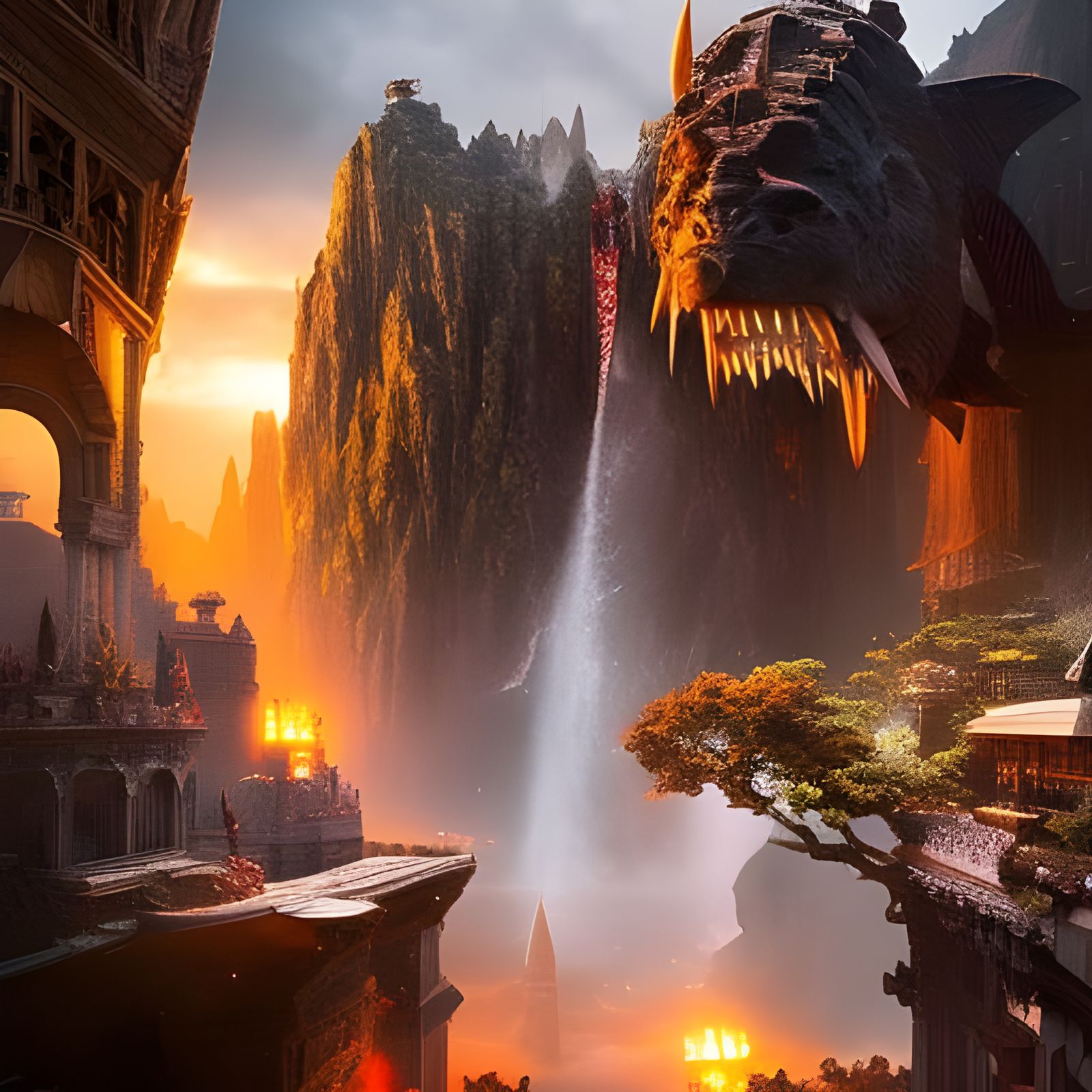 Exploding Teeth Splash: Epic Digital Matte Painting