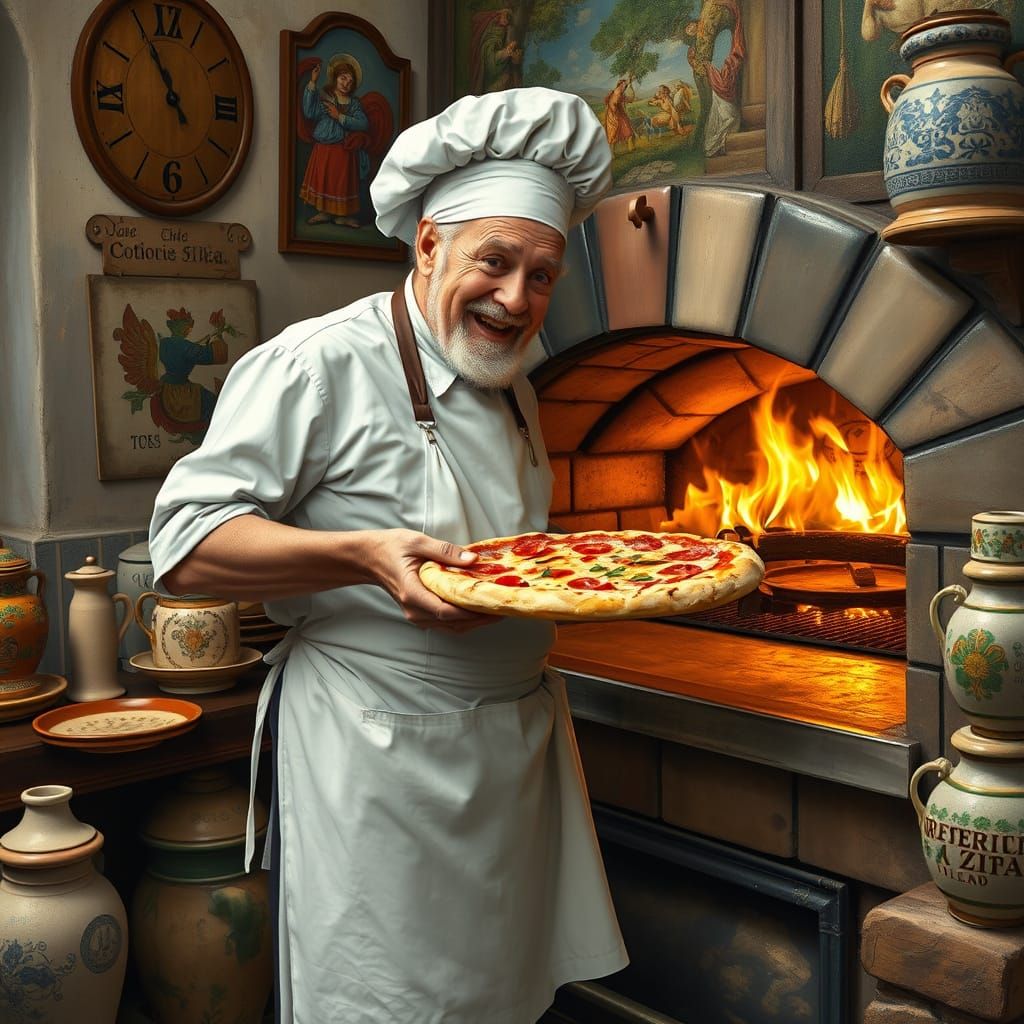 Italian Pizza Maker in Naples Pizzeria