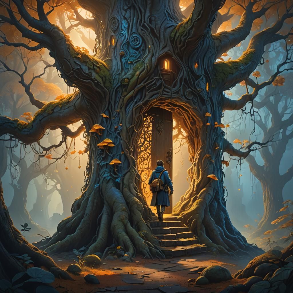 Mystical Tree Door: Fantasy Matte Painting