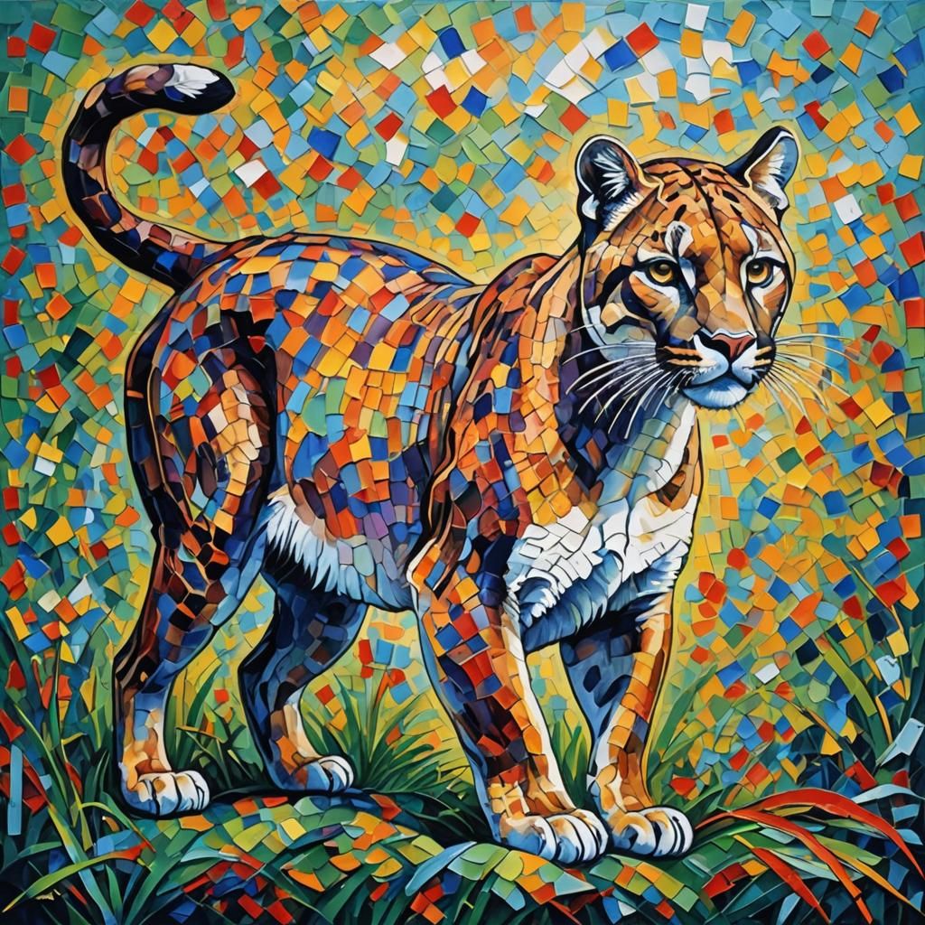 Puma in Neo-Impressionist Expressionist Style