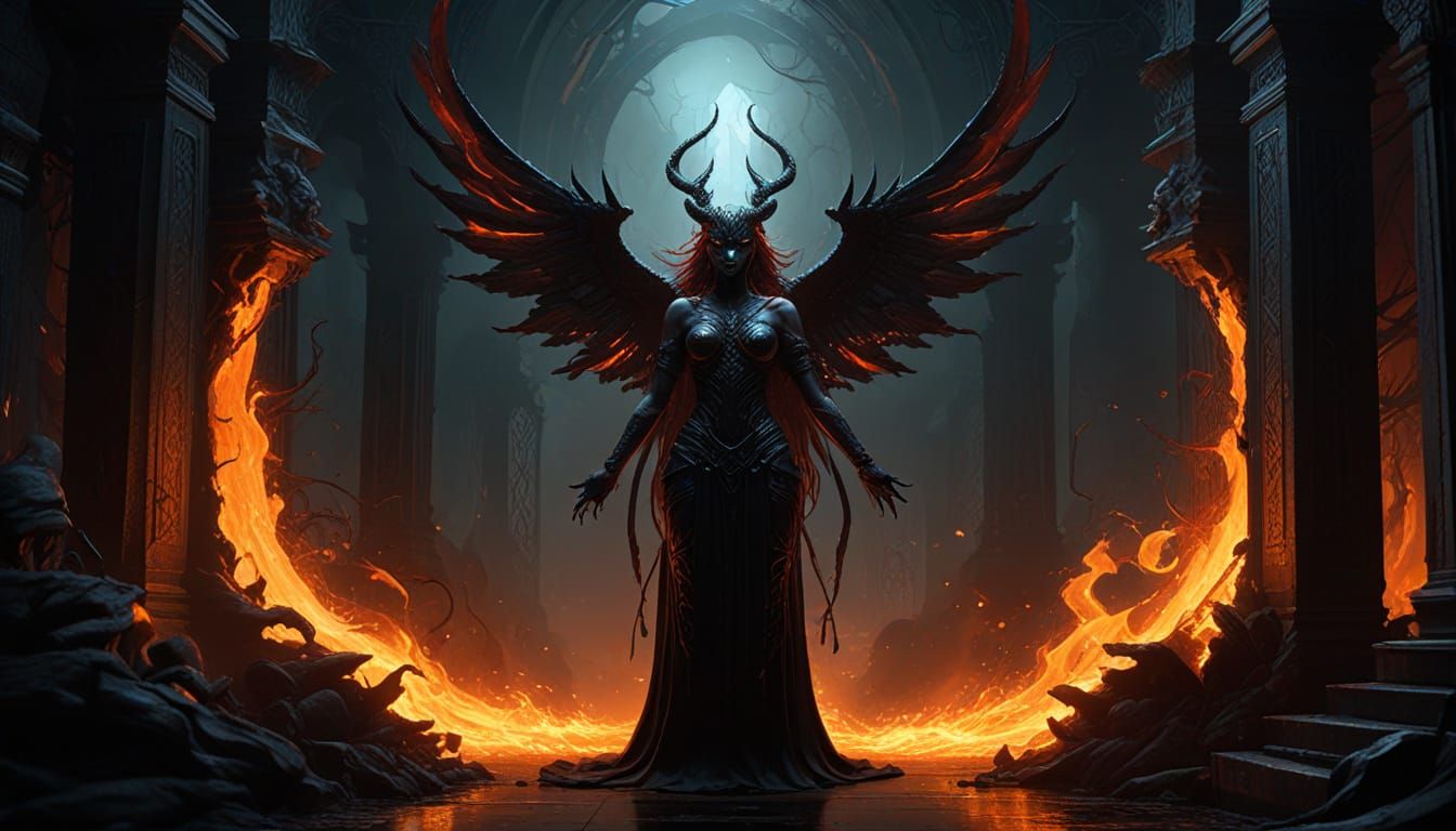Goddess of Hell in Fiery Chamber