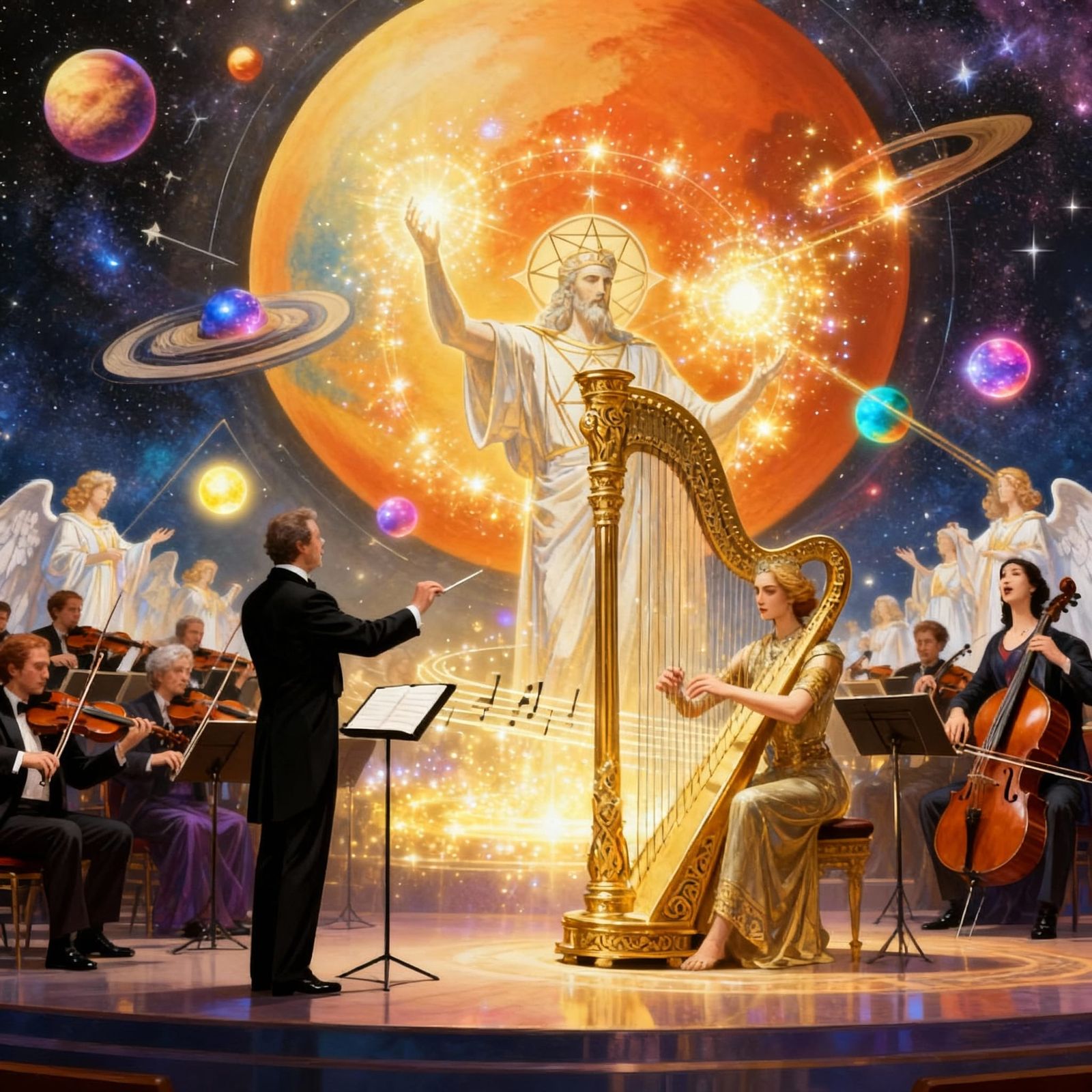 Metatron playing a harp and creating magical heavenly music ...