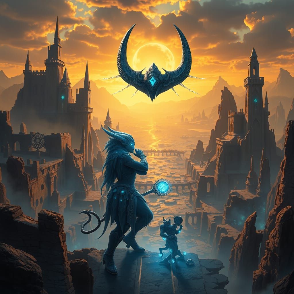 Epic Sci-Fi Fantasy Portrait of Ori in a Golden, Ancient Lan...