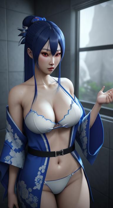 Korean Girl in Kimono: 3D Game Cinematic Render