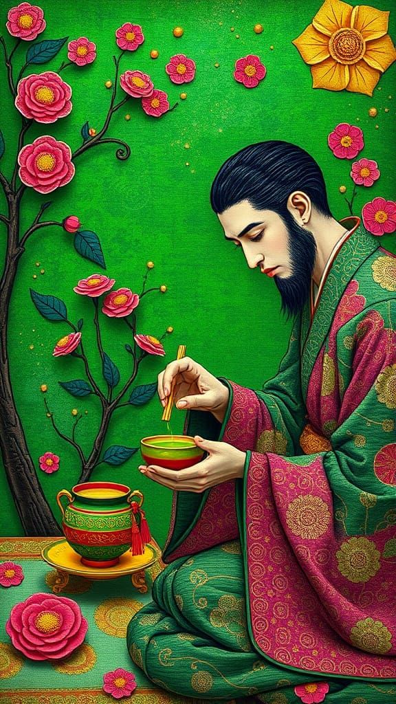 Green Tea Ceremony Gustav Klimt green and magenta contrastin...