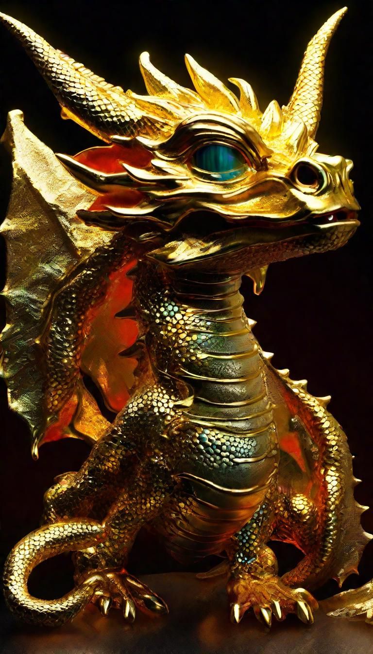 Spectrolite Dragon Asian Panel in Reflective Gold