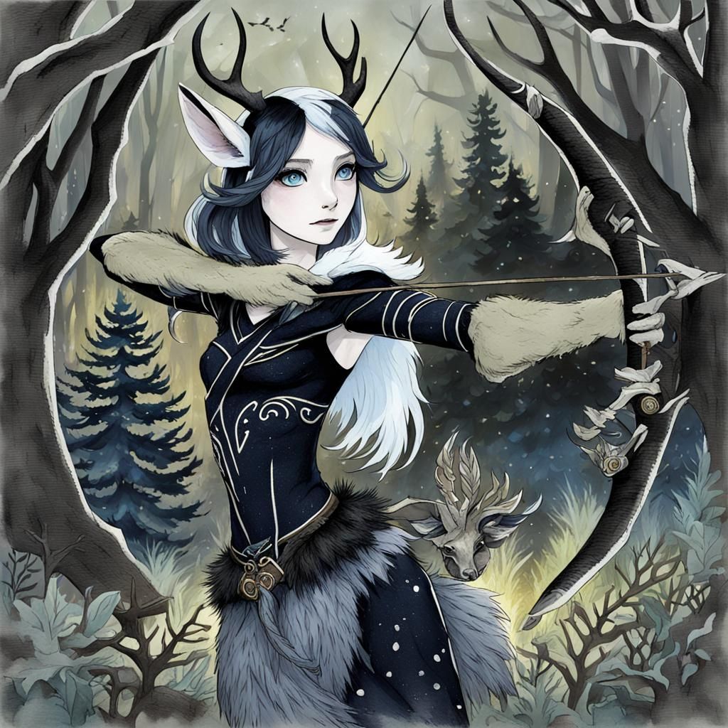 Black Fur Faun Deer Without Bow