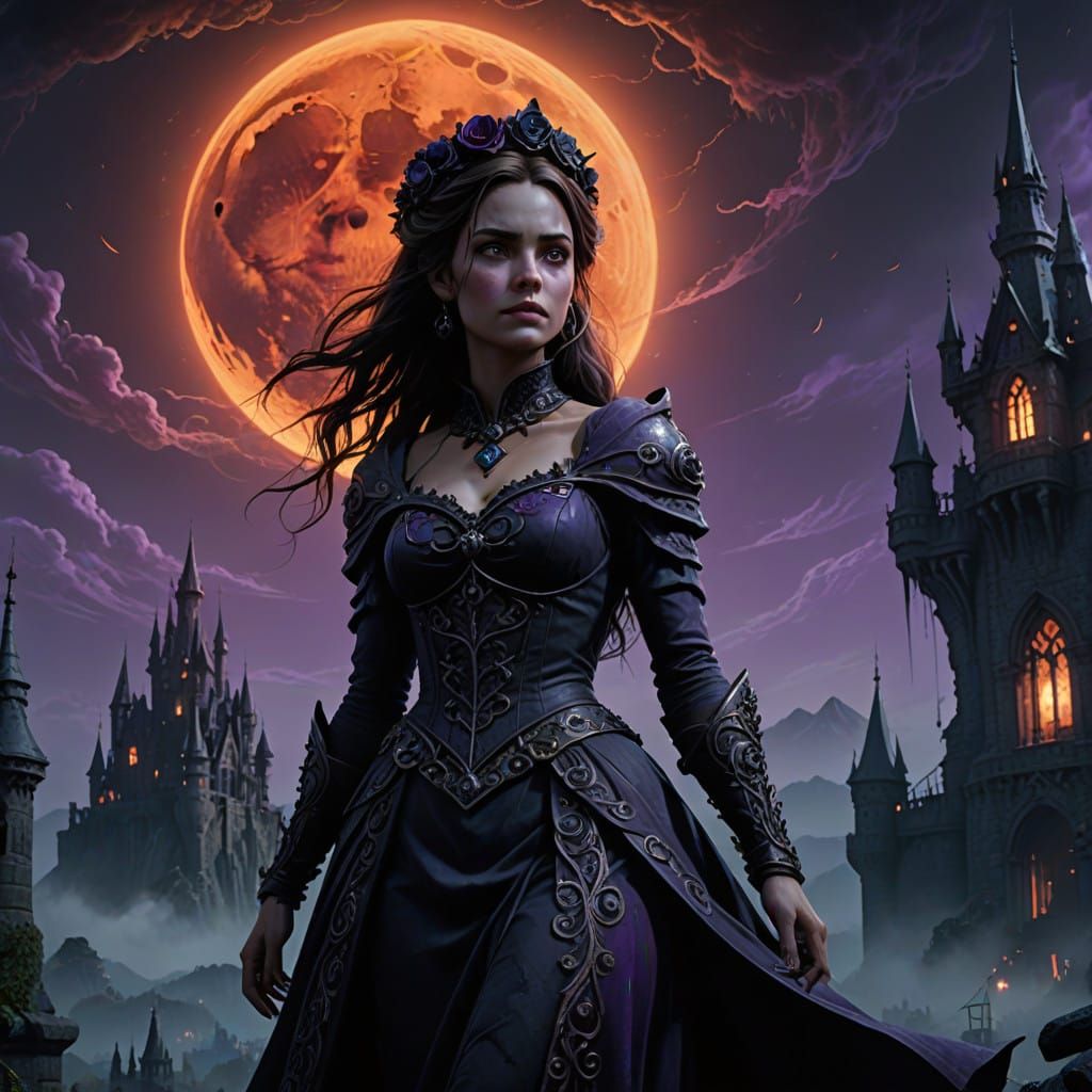 Dark Belle Reigns Over a Haunting, Gothic Landscape