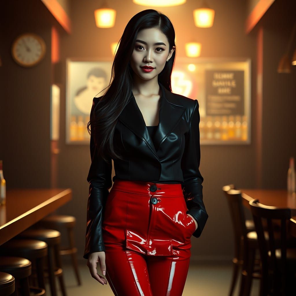 Mysterious Korean Woman in Latex School Uniform