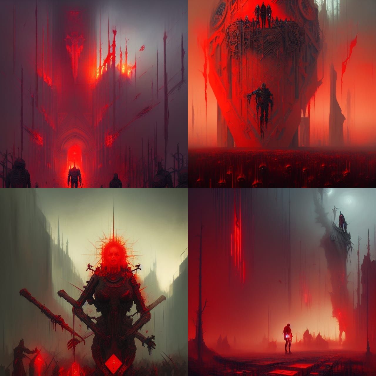 Retrofuturistic Dystopian Concept Art in Triadic Colors