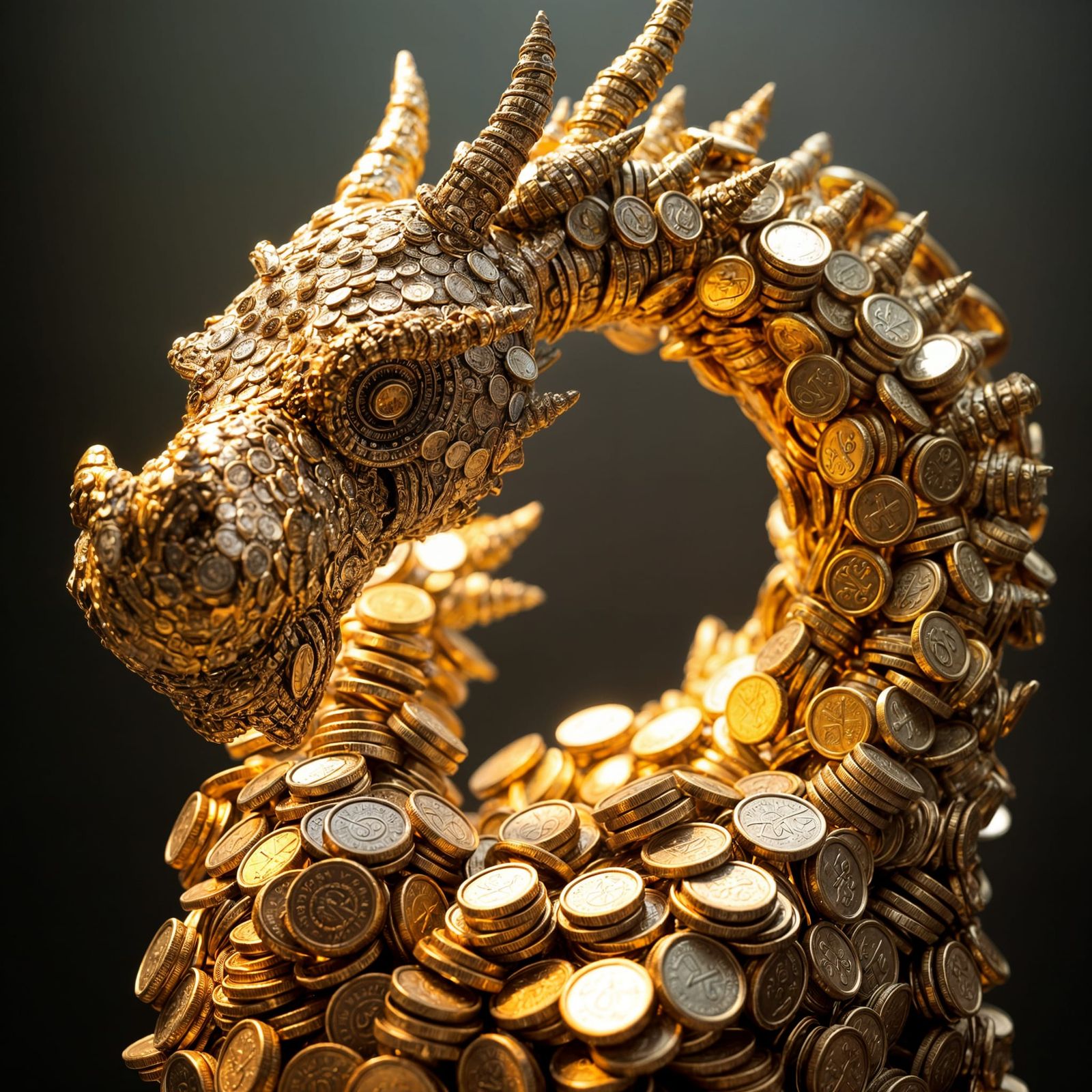 Dragon Sculpture Crafted From Coins