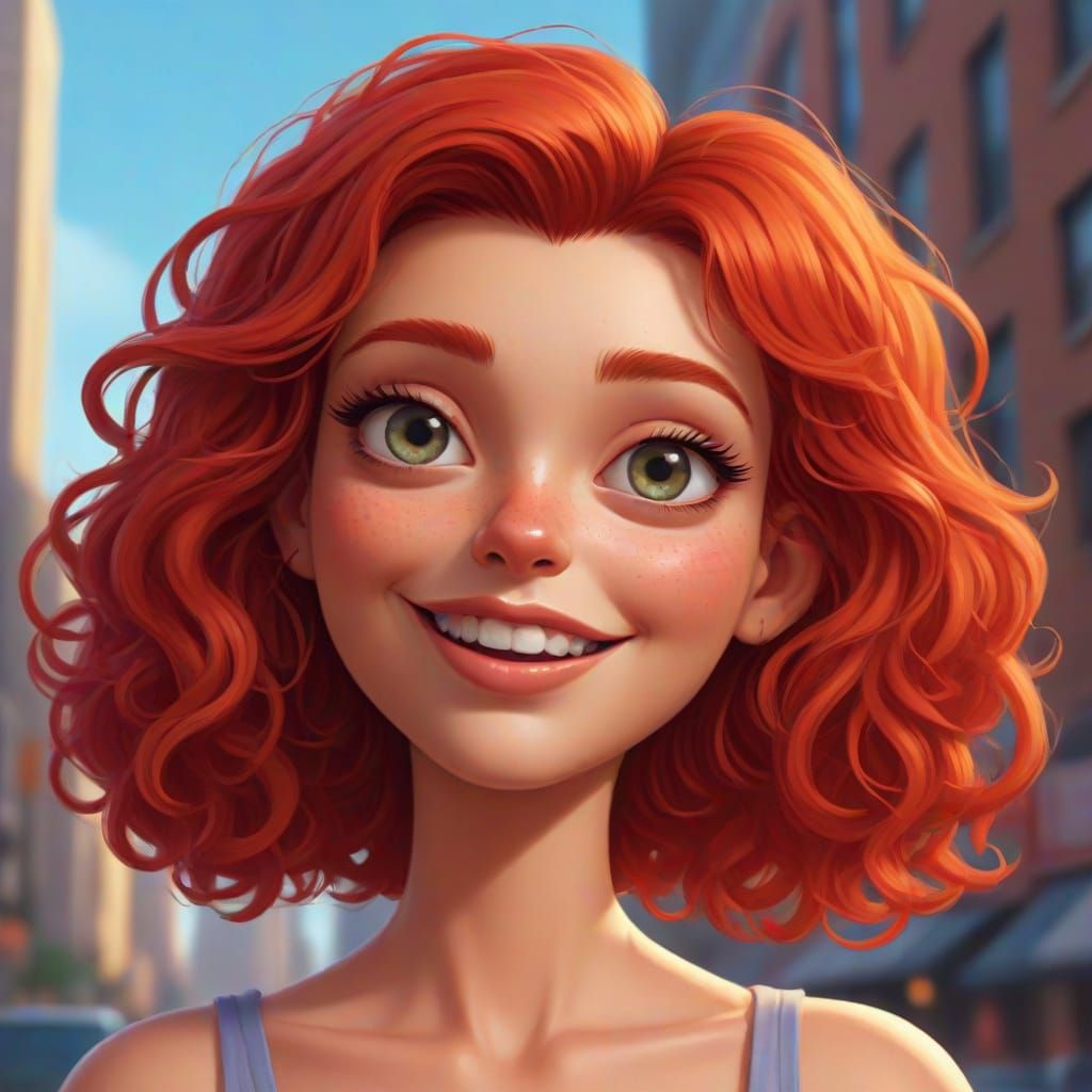 Redhead Cartoon Character in Bob's Burgers Style