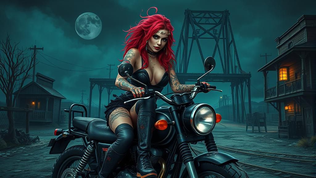 Gothic Rock Star in Abandoned Western Town