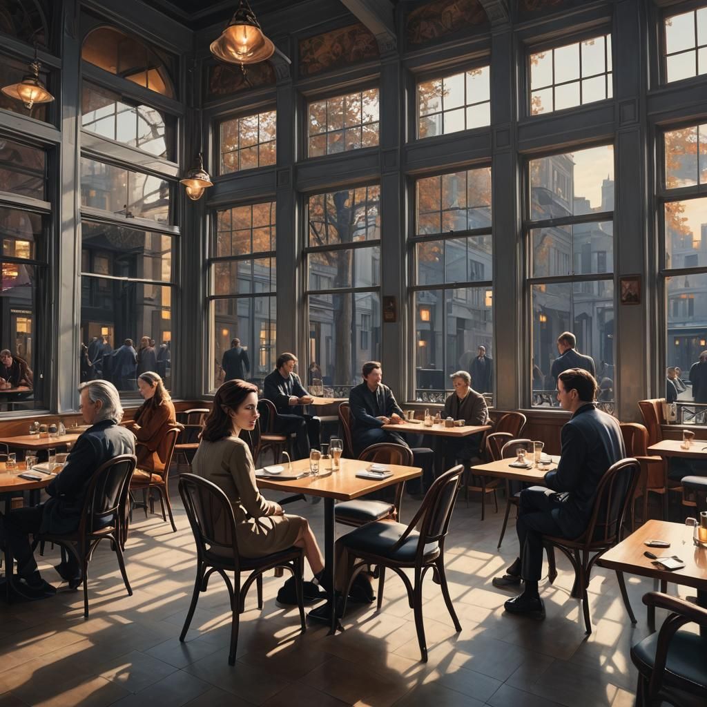 Hyperrealistic Twilight Gathering with Detailed Faces