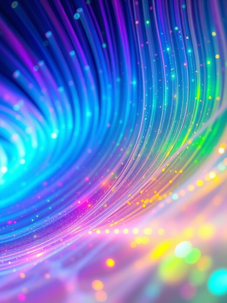 Bioluminescent Light Waves in Vibrant Prismatic Aura