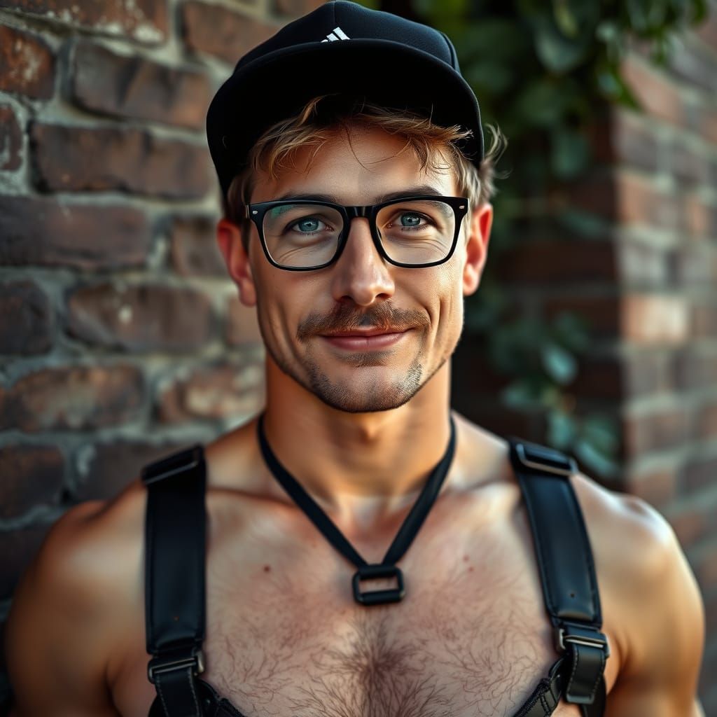 Detailed Portrait of Man with Leather Harness