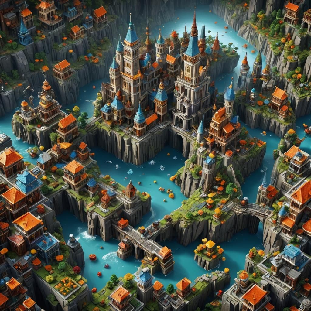 Fantastical Lego World in Detailed Matte Painting