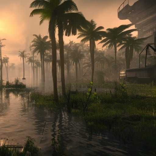 Flooded City Reclaimed: Post-Apocalyptic Solarpunk Art