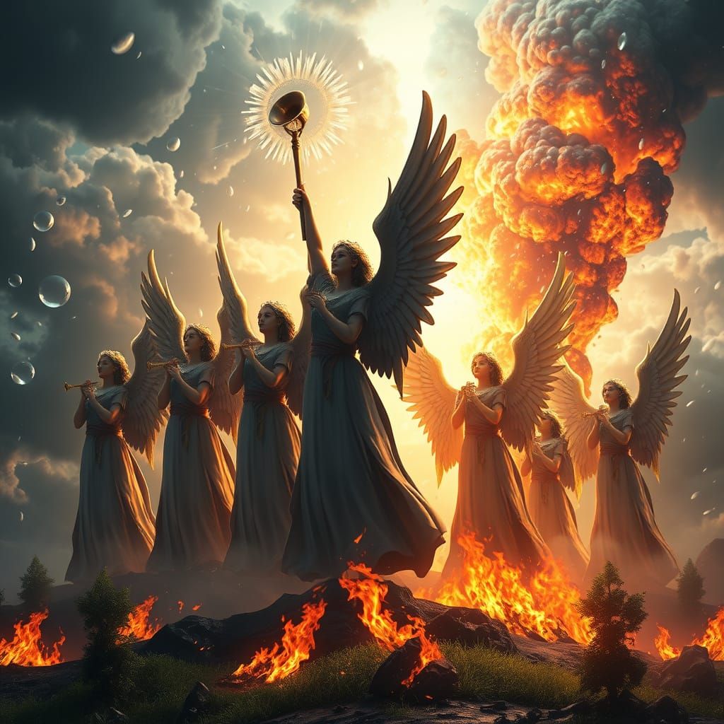 Angels of Apocalypse: Seven Trumpets Unleash Hail, Fire, and...