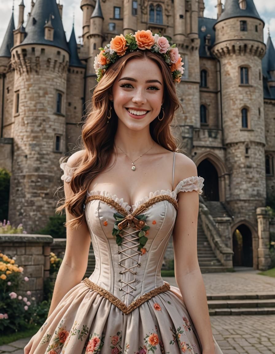 Photorealistic Princess with Flower Crown and Corset