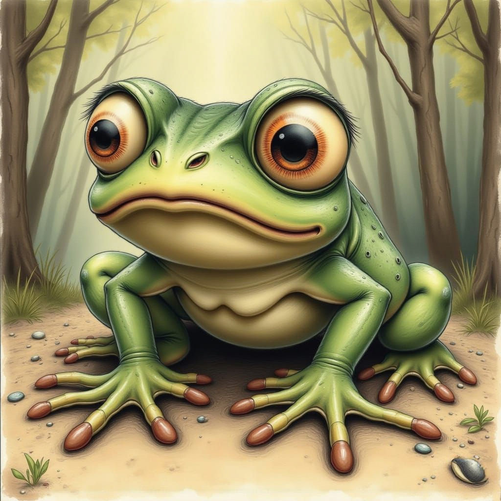 A surprised frog. <lora:-Frickin Cute-:1.0> <lora:MO Branchl...