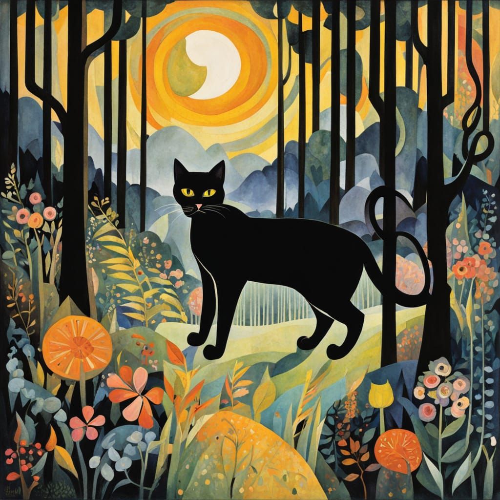 Whimsical Cat in an Eldritch Forest