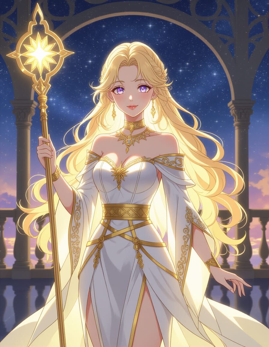 Radiant Woman in Ethereal Chamber, Anime Semi-Realism