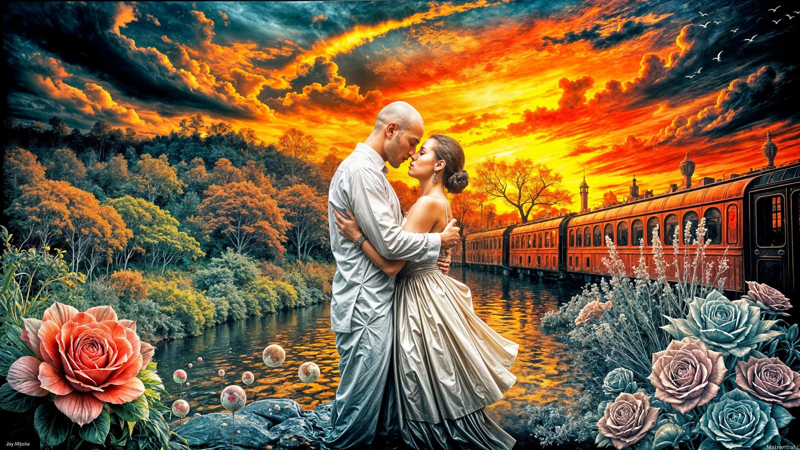 Surreal Embrace: Hyper-Realism in Ink and Oils