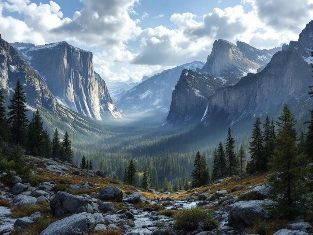 Cinematic Yosemite National Park Landscape Painting