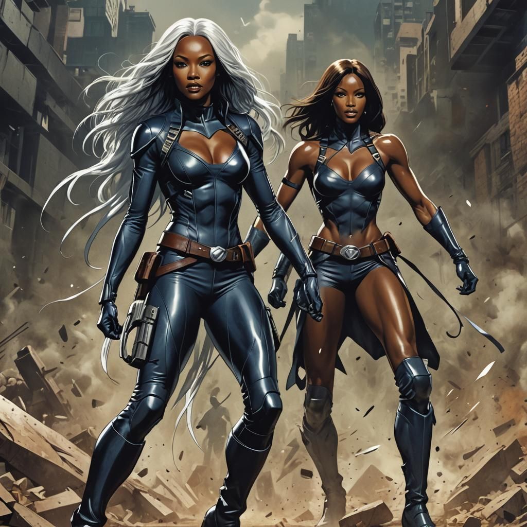 Storm Advances: Anime-Style X-Men Scene