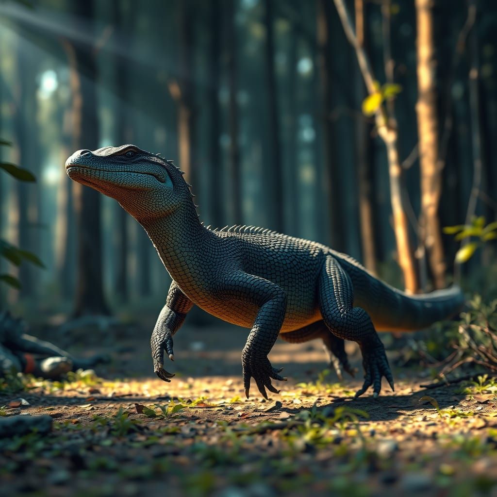 Giant Florida Monitor in Hyperdetailed Cel-Shaded Style