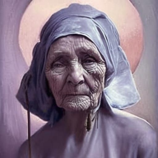 Elegant Old Woman in Art Nouveau Style