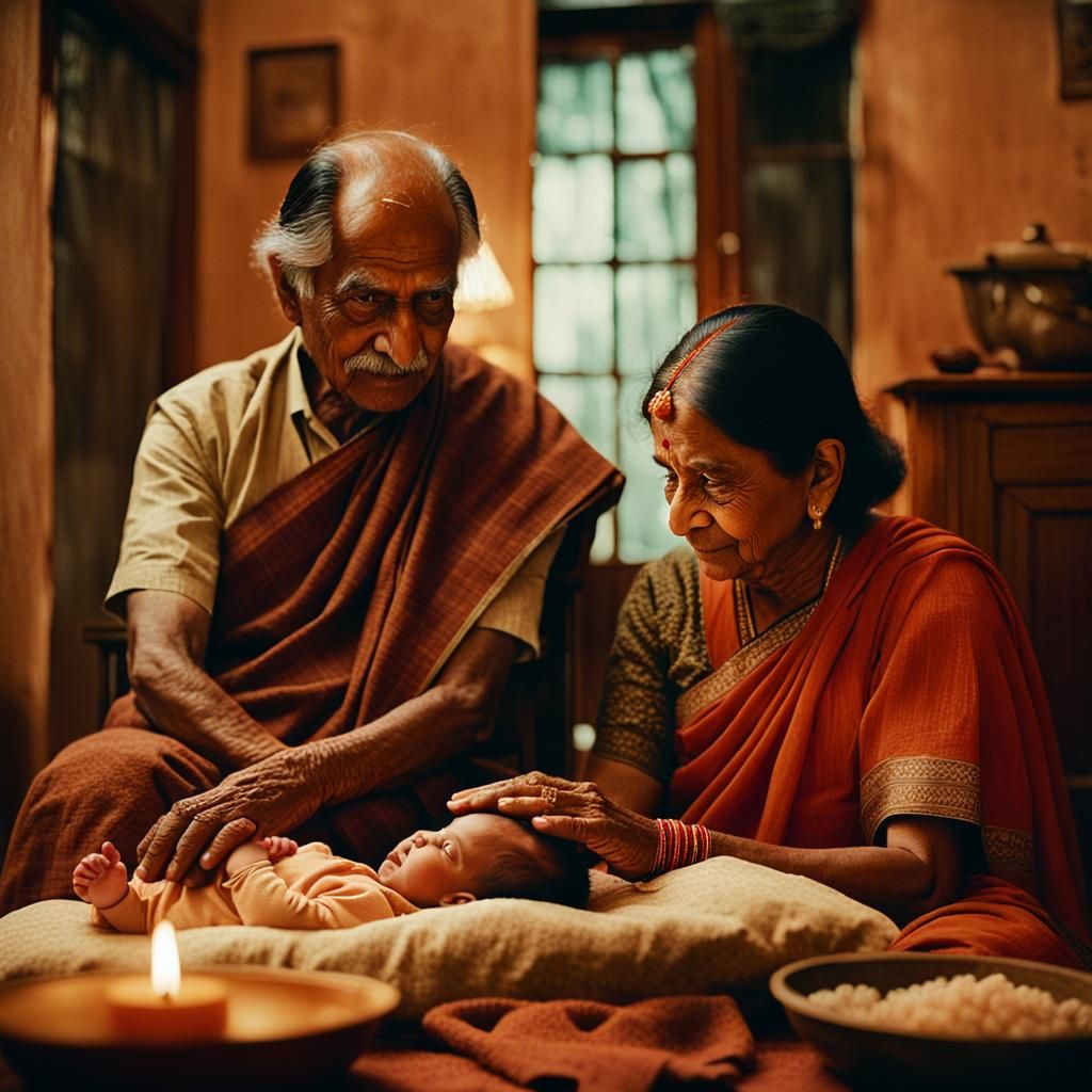 Grandparents' First Meeting with Newborn, Cinematic Style