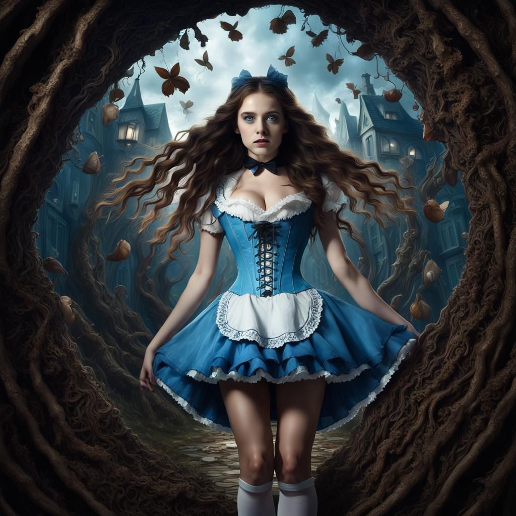 Alice Falling Into Wonderland: Detailed Matte Painting