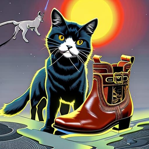 Sneaking Dog in Boots: Comic Book Art