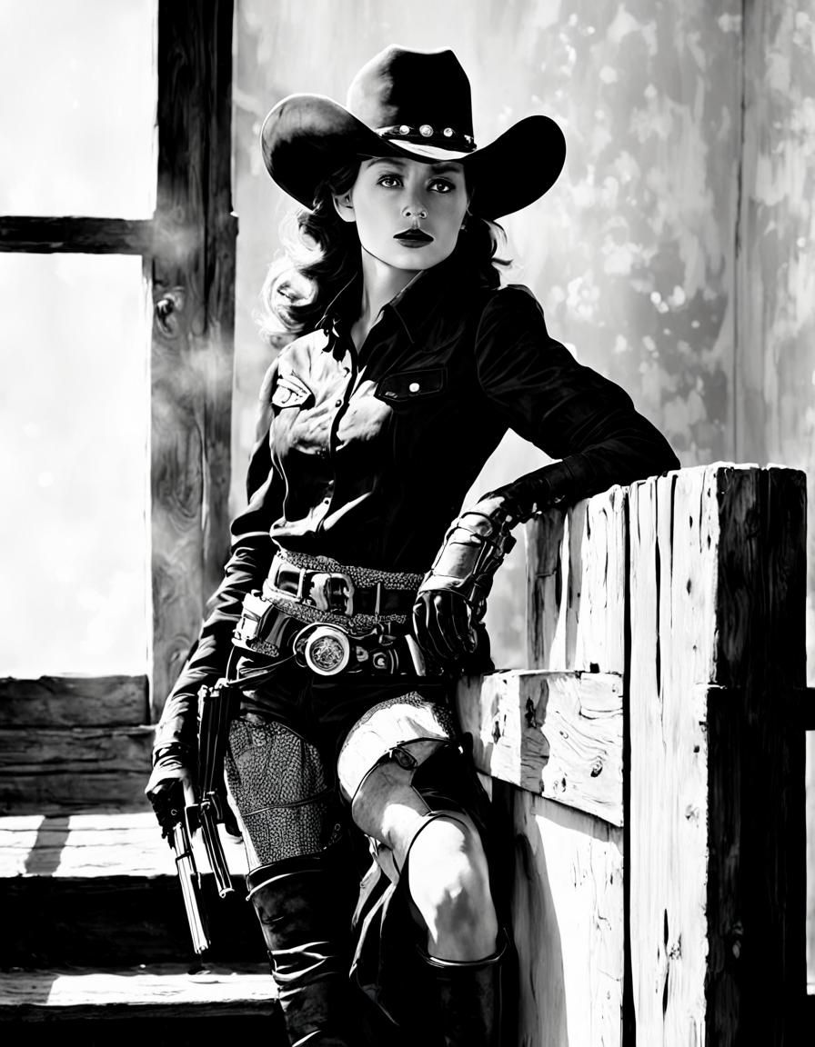 Wild West Woman in Roy Lichtenstein Style