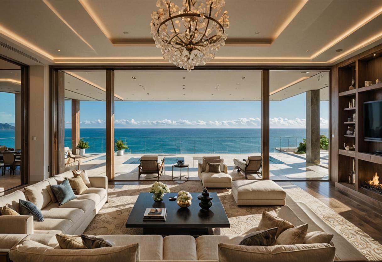 Luxurious House Interior Overlooking the Ocean