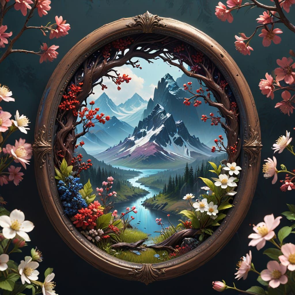 Rustic Twig Frame With Floral Oval Label