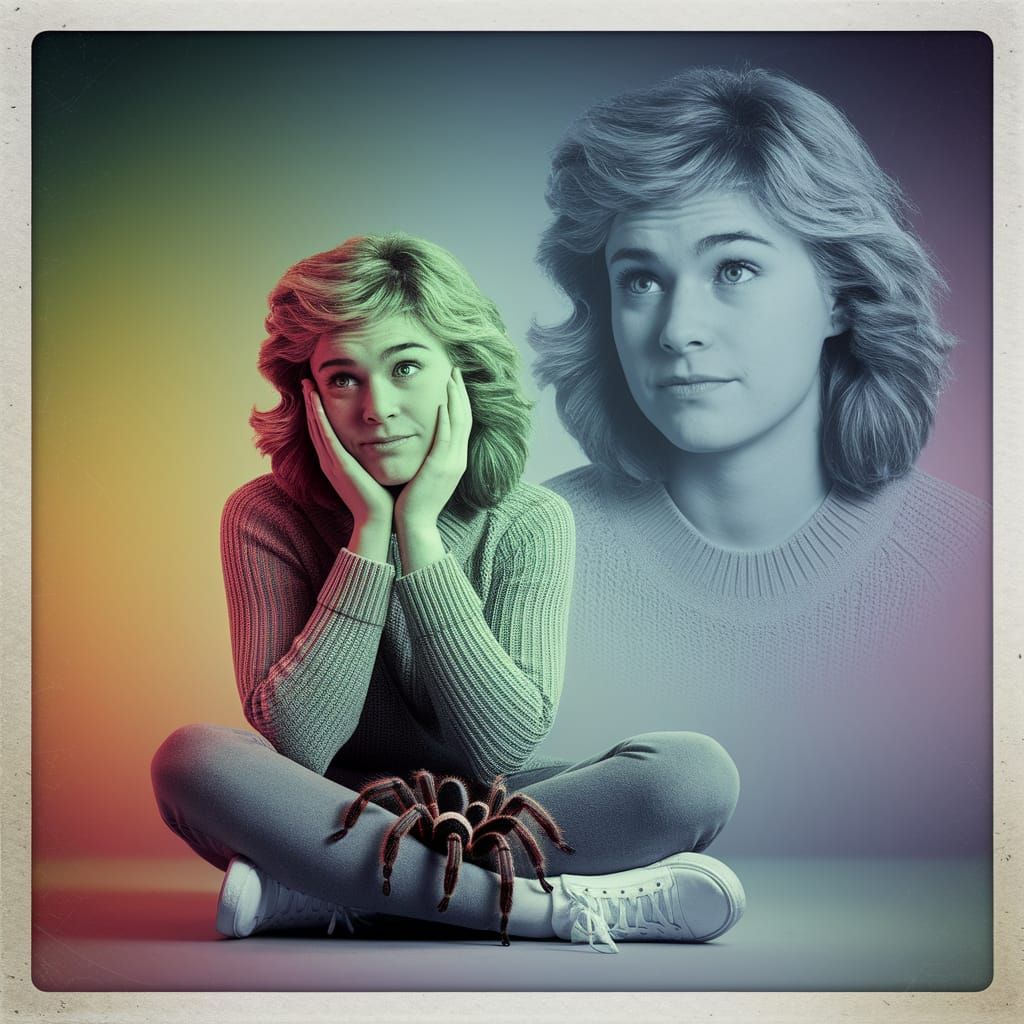 Awkward Teen and Tarantula: 1980s Olan Mills Portrait