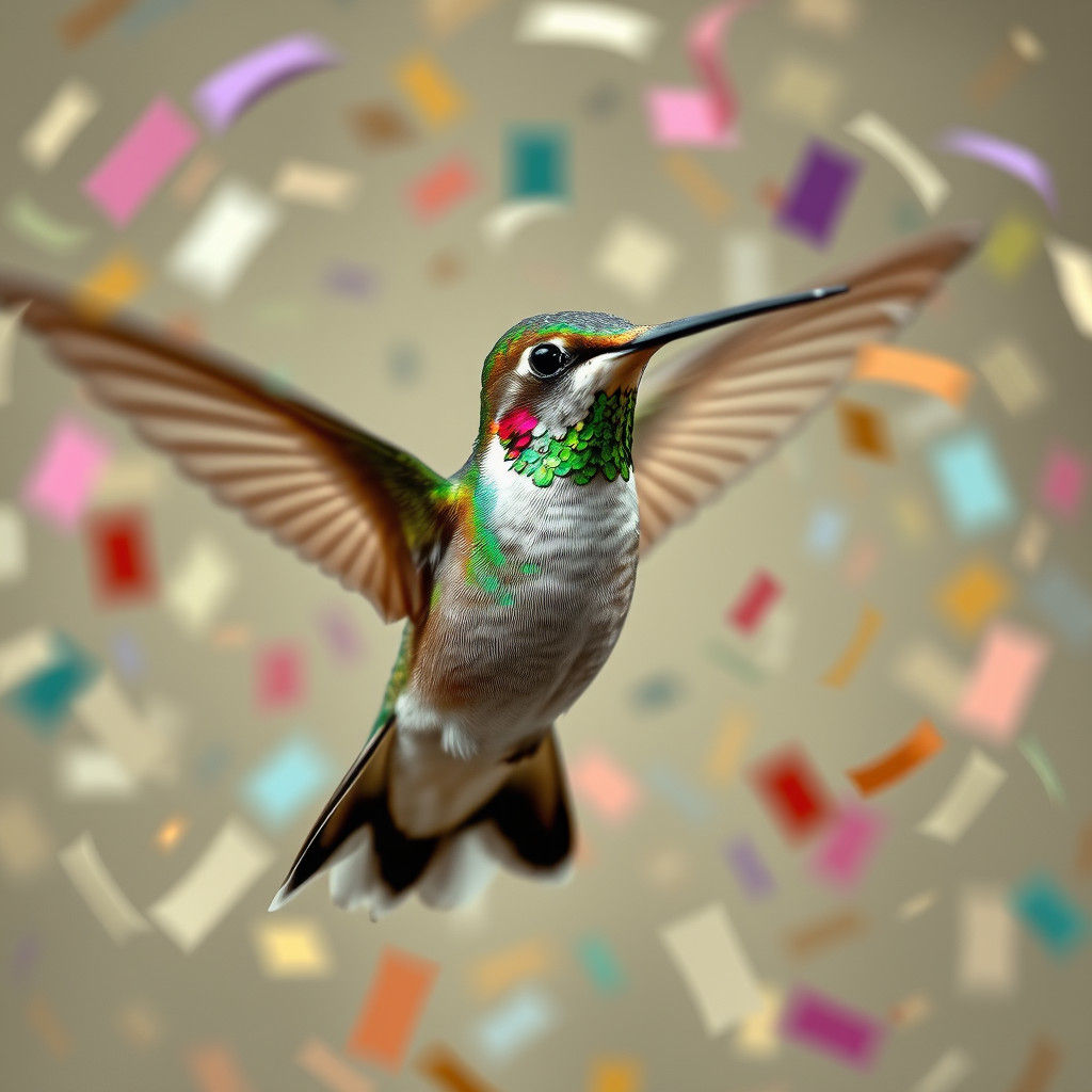 Hummingbird in Flight With Calendar Vortex