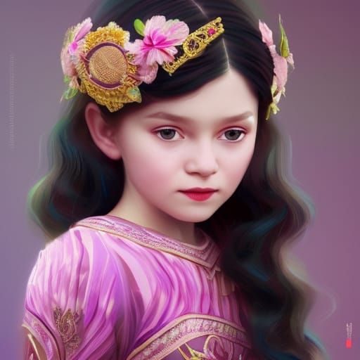 Cute Girl in Vietnamese Dress: Detailed Portrait