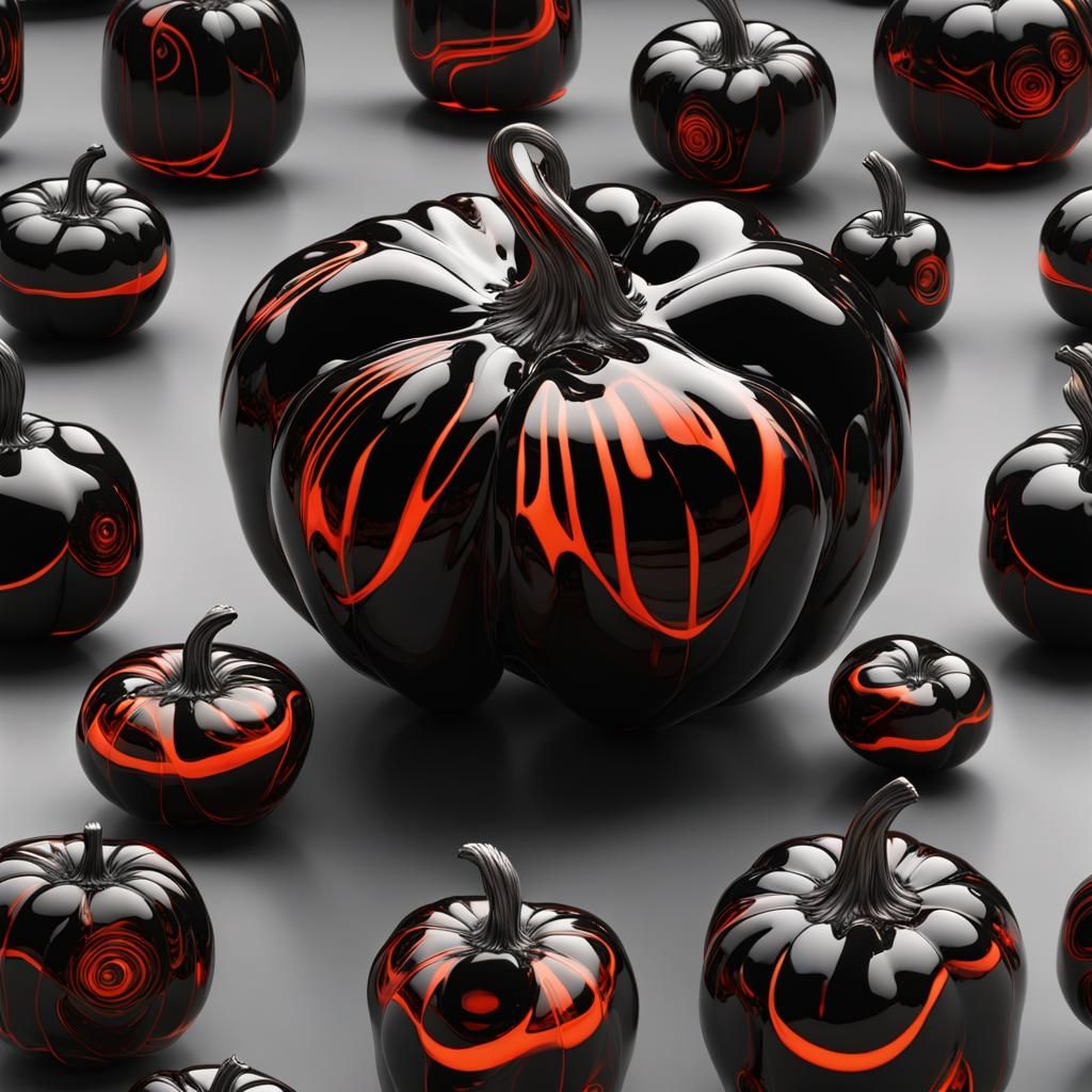 Cyberpunk Goth Glass Pumpkins in Dark Fantasy Style