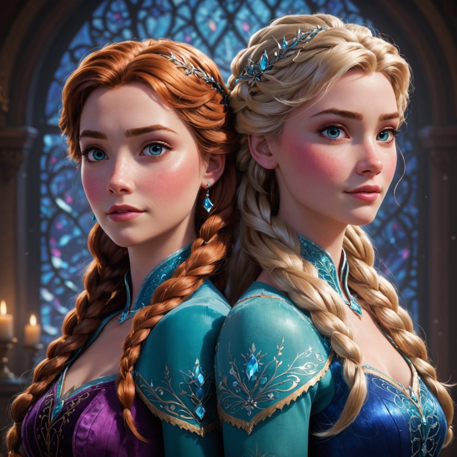 Elegant Disney Princesses in Vibrant, Dynamic Portraits