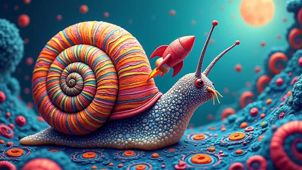 Whimsical Rocket Snail in Zentangle Style