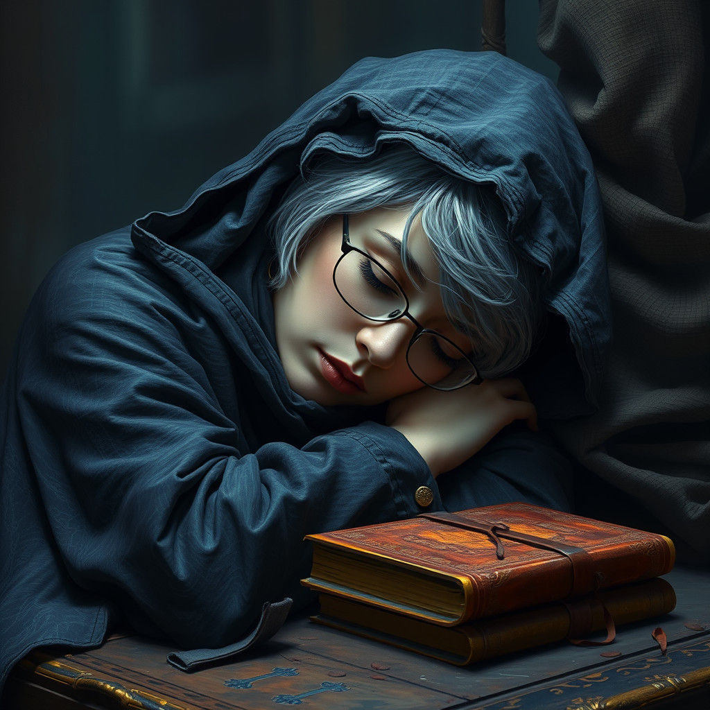 Dreaming Scholar in Surreal Shadowscape