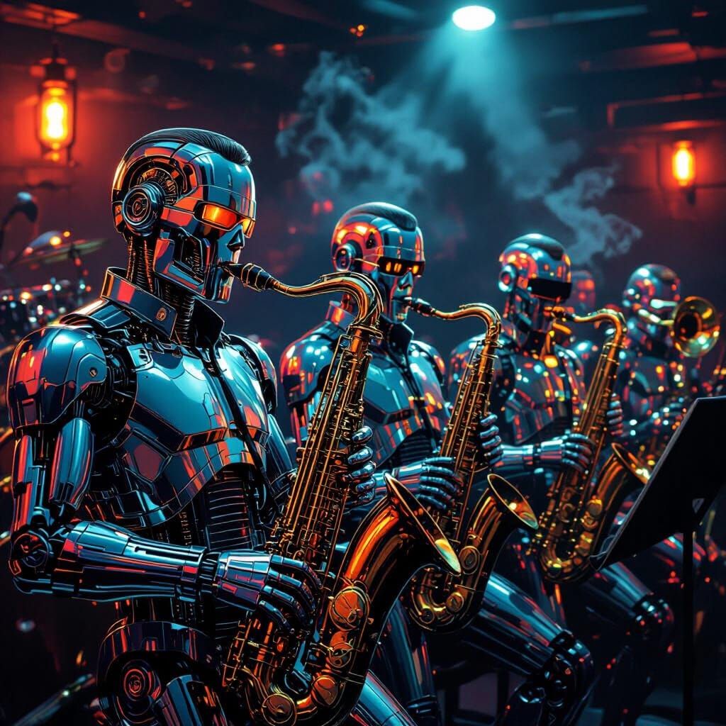 Terminator Jazz Band in Retro-Futuristic Style