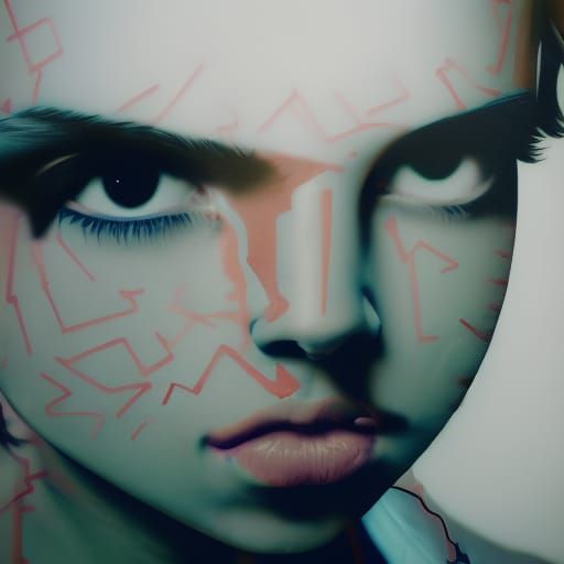 Hipster Girl Portrait with Wing Mural