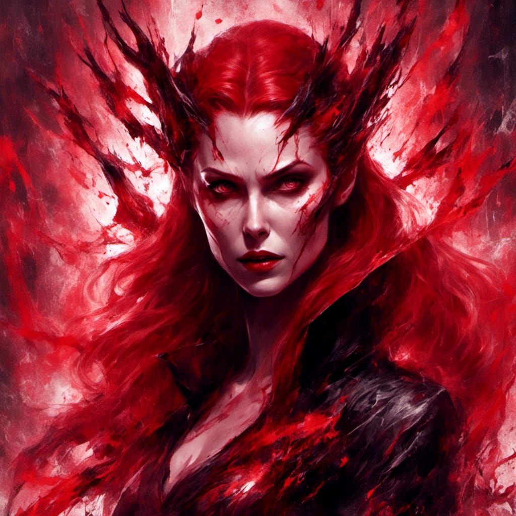 Scarlet Witch in Anime Manga Style